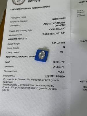 comprar 3.37ct Diamante Oval Brillante de corte artificial G VS1 2EX N IGI LG6169427133 online manufacture