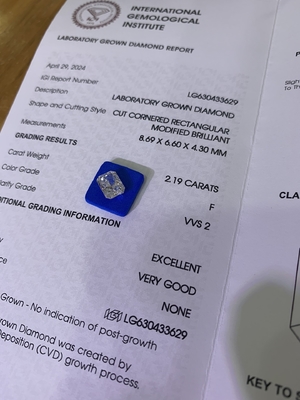 comprar 2.19ct Diamante de laboratorio con corte radiante CVD F VVS2 EX VG N IGI LG630433629 online manufacture