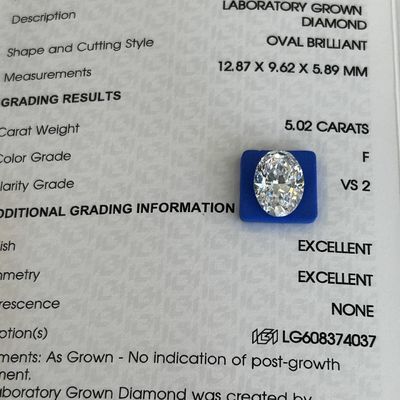 comprar 5.02ct VS2 F Diamantes artificiales de laboratorio Diamantes cultivados de corte oval online manufacture