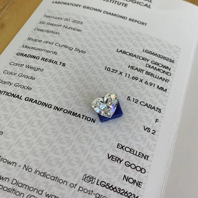 comprar 5.12ct Laboratorio cardíaco Diamante cultivado CVD F VS2 2EX N IGI LG566326236 online manufacture