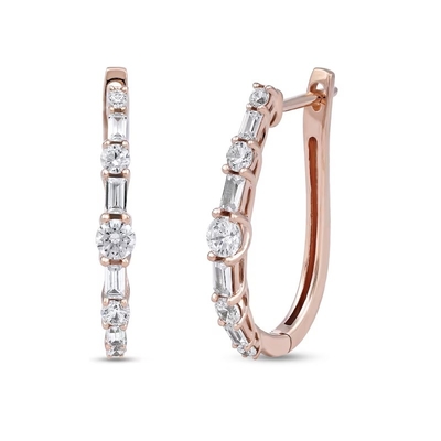 comprar 10K 14K 18K oro sólido hecho por el hombre cultivado en laboratorio diamantes aretes de aro cortado en baguette online manufacture