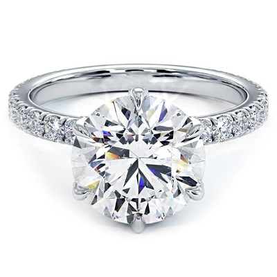 comprar Anillo de diamantes de laboratorio de 2 quilates, punta de anillo, configuración VVS Claridad HPHT Corte redonda online manufacture