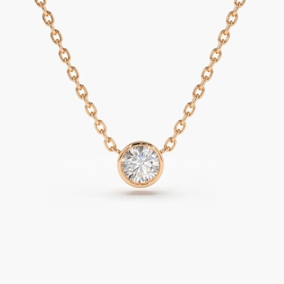 comprar Collar de diamante de laboratorio de piedra preciosa de 14K oro sólido de claridad CVD de corte redondo online manufacture