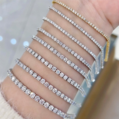 comprar Oro sólido Claridad CVD Corte redondo Bezel Lab Cultivado Diamante Brazalete de piedra preciosa Forma redonda online manufacture
