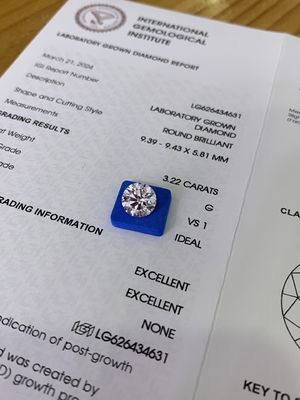 3.23CT G VS1 3EX Diamante creado en laboratorio por enfermedad cardiovascular Certificado IGI LG626434631