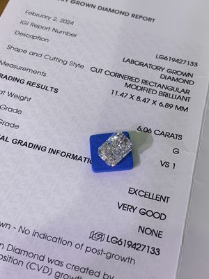 6.06ct Fabuloso Intenso Azul de Laboratorio Diamantes Crecidos Radiante Corte Brillante