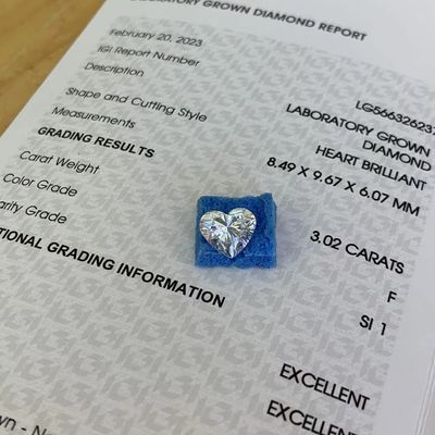 3.02ct En el laboratorio, en forma de corazón, en forma de diamante F SI1 2EX N IGI LG566326237