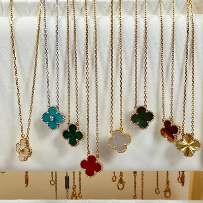 Joyería Malaquita 18k Collar de oro sólido réplica de joyería VAN Collar de trébol de cuatro hojas