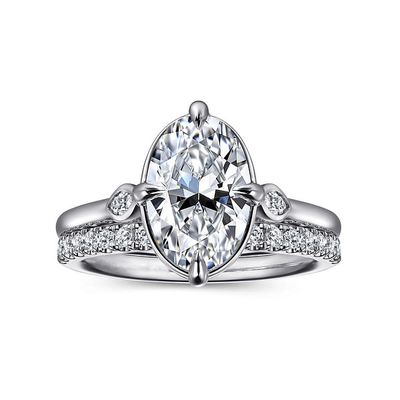 Anillo de corte oval de estilo clásico de laboratorio de diamantes de la banda de bodas VVS Claridad HPHT