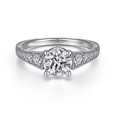 Anillo de compromiso de diamante de corte redondo de laboratorio con anillo de boda VVS Claridad HPHT