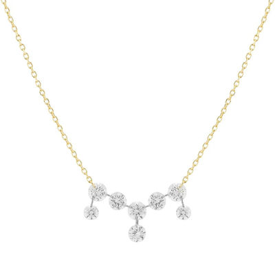 Collar de oro sólido de 18K 14K 10K Claridad CVD Redondo corte de bisel Diamante cultivado en laboratorio