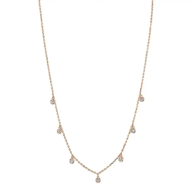 Collar de diamantes de corte redondo de laboratorio 18K 14K 10K de oro sólido