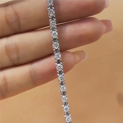 Oro sólido Claridad CVD Corte redondo de bisel de laboratorio de diamantes cultivados pulseras 18K 14K 10K Tipo de metal
